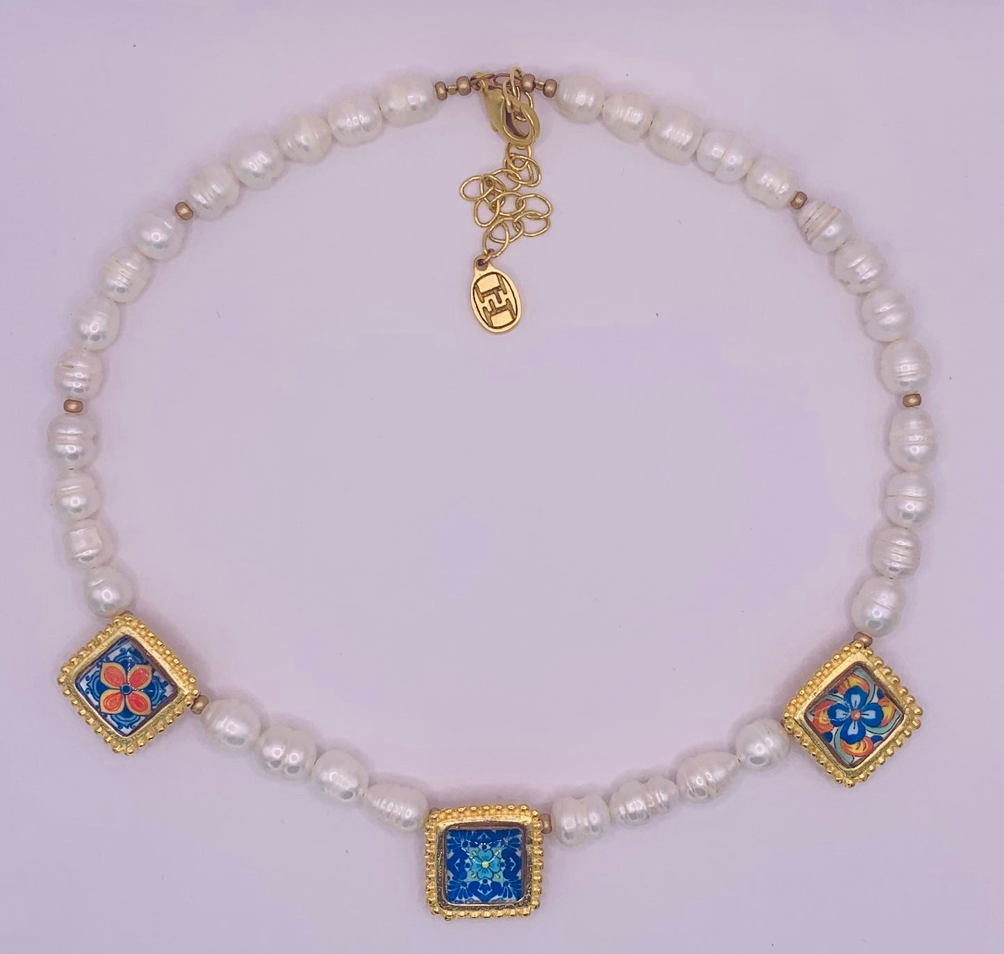 Pearl & Orange - Blue mosaics. ITEM 830