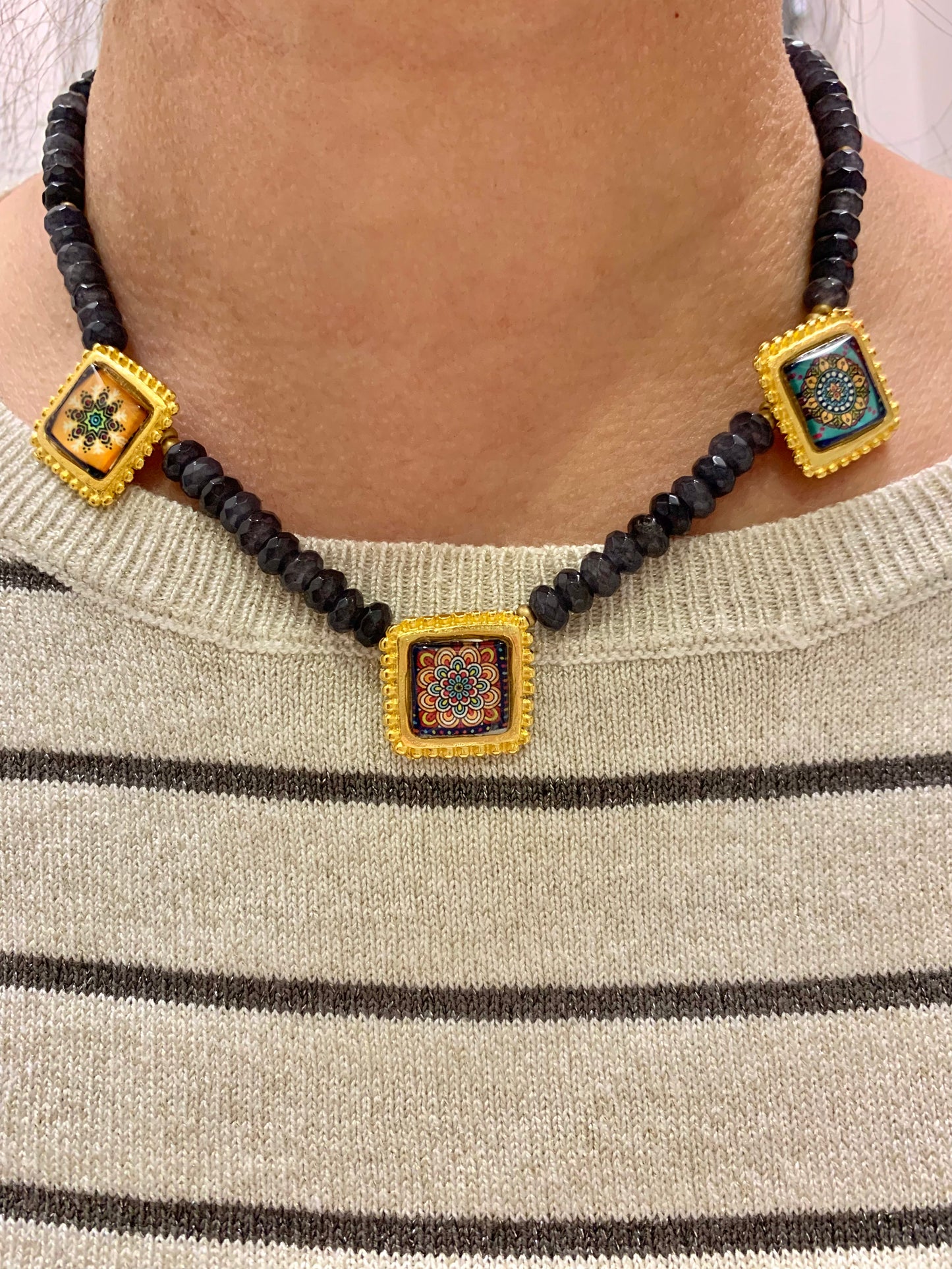 Labradorite & mandala mosaics. ITEM 821