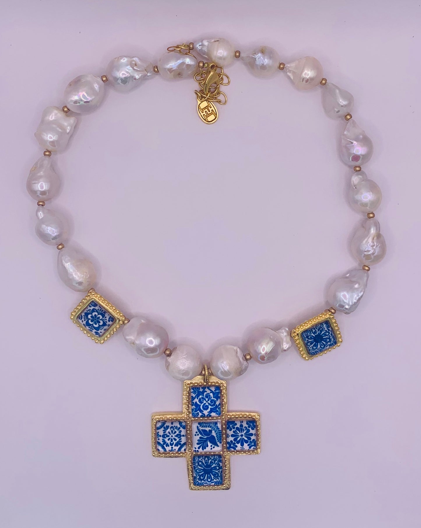 Baroque Pearl & Mexican Cross. ITEM 614