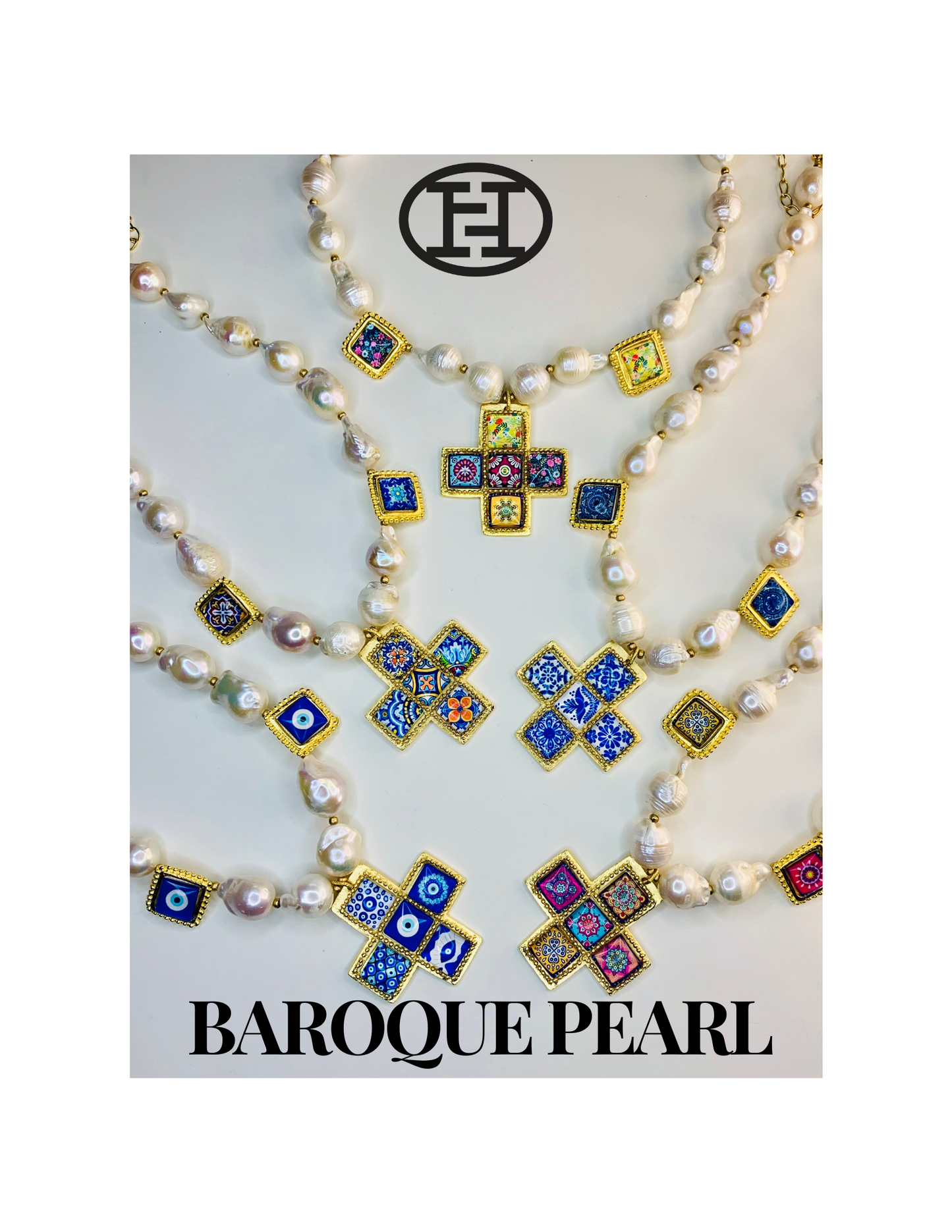 Baroque Pearl & Mexican Cross. ITEM 614